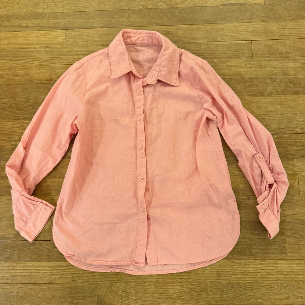 Pink long sleeve button-down shirt top size small S
 b65